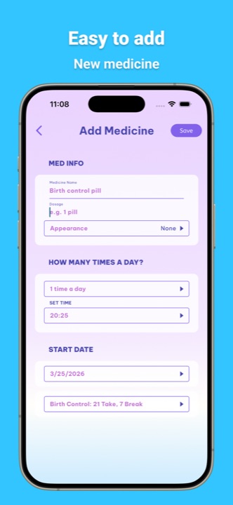Pill Reminder medicine setup